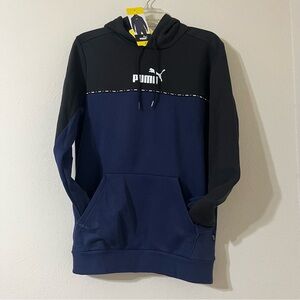 PUMA MULTI-COLOR HOODED SWEATSHIRT / Black and Navy Blue/Small